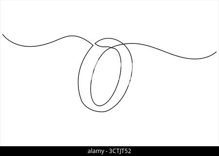 Eheringe durchgehende einzeilige Zeichnung minimalistischer Stil Umrissillustration Stock Vektor