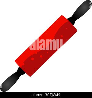 Rote Küche Rolling Pin Vektor Illustration Stock Vektor