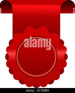 Red Ribbon Award Badge Vorlage – Vektor-Illustration Stock Vektor