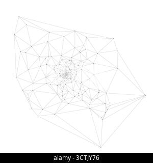 Dynamisches geometrisches Drahtmodellmuster bildet eine diamantartige Explosion mit scharfen Spitzen und miteinander verbundenen Linien, perfekt für Technologiehintergründe, modernes Design isoliert auf weißem Hintergrundvektor. Stock Vektor