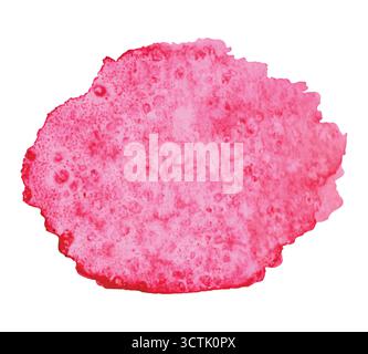 Abstrakte Aquarellfarbe helles Rosa, rote Hand gezeichnete Textur, isoliert auf weißem Hintergrund, Vektor. Stock Vektor