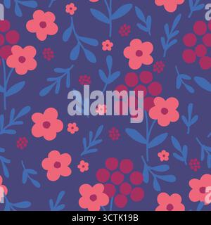 Abstrakte Maulbeermalungen, handgezeichnete Illustrationen. Nahtloses Vektormuster für Textildesign, Stoffverzierung. Maulbeerhintergrund. Stock Vektor