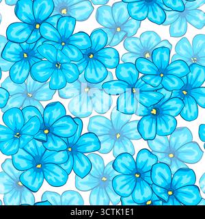 Wunderschönes nahtloses Muster mit blauen Blumen Gänseblümchen. Design für Grußkarten und Einladungen zu Hochzeit, Geburtstag, Valentinstag Stock Vektor