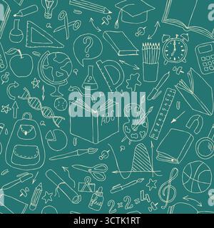 Nahtloses Vektormuster für die Schule. Gut geeignet für Textilgewebe, Geschenkpapier und Website-Hintergrundbilder Stock Vektor