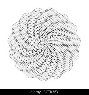 Modernes geometrisches Spiralnetzmuster bildet eine kreisförmige abstrakte Form, ideal für Technologiehintergründe, wissenschaftliche Visuals oder digitale Kunstprojekte, die auf weißem Hintergrund Vektorillustration isoliert sind Stock Vektor
