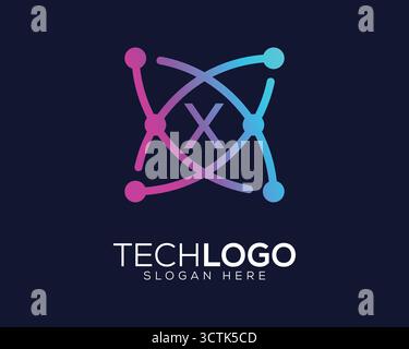Technologie Gradian Color Letter x Logo Stock Vektor