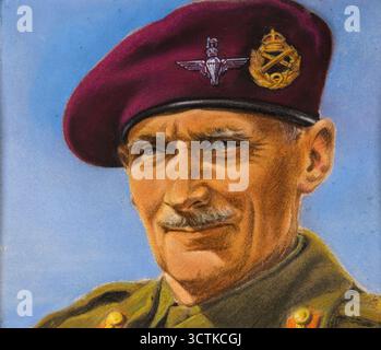 Feldmarschall Montgomery, C1940s-C1950. Produziert für das Informationsministerium. Bernard Law Montgomery, 1. Viscount Montgomery of Alamein (1887–1976), auch „Monty“ genannt, war ein britischer Offizier, der im Ersten Weltkrieg, im Irischen Unabhängigkeitskrieg und im Zweiten Weltkrieg diente. Stockfoto
