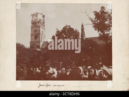 Jasna Góra Heiligtum - allgemeiner Blick auf das Gebäude nach dem Brand der Turmkuppel, Tschenstochau, 1900-1901. Stockfoto