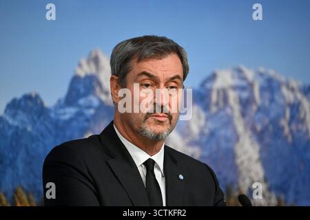 Markus SOEDER Ministerpraesident Bayern und CSU Vorsitzender. Einzelbild,angeschnittenes Einzelmotiv,Portraet,Porträt,Porträt. Pressekonferenz der Bayerischen Staatsregierung am 07.10.2025 im Prinz Carl Palais in München. *** Markus SOEDER Ministerpraesident Bayern und CSU-Vorsitzender Einzelbild, zugeschnittenes Einzelmotiv, Porträt, Porträt, Porträt Pressekonferenz der Bayerischen Landesregierung am 07 10 2025 im Prinz Carl Palais in München Stockfoto