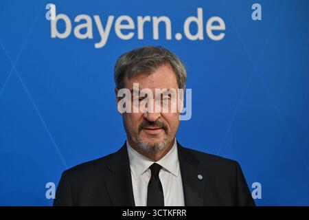 Markus SOEDER Ministerpraesident Bayern und CSU Vorsitzender. Einzelbild,angeschnittenes Einzelmotiv,Portraet,Porträt,Porträt. Pressekonferenz der Bayerischen Staatsregierung am 07.10.2025 im Prinz Carl Palais in München. *** Markus SOEDER Ministerpraesident Bayern und CSU-Vorsitzender Einzelbild, zugeschnittenes Einzelmotiv, Porträt, Porträt, Porträt Pressekonferenz der Bayerischen Landesregierung am 07 10 2025 im Prinz Carl Palais in München Stockfoto