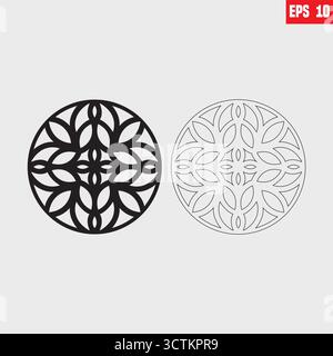 Lasergeschnittene Vorlage. Schablone. Mandala-Design. Rundes Ornament. Deko-Tischdecke aus ethnischer Spitze. Islamische, arabische, indische, ottomanische, persische Motive. Stock Vektor