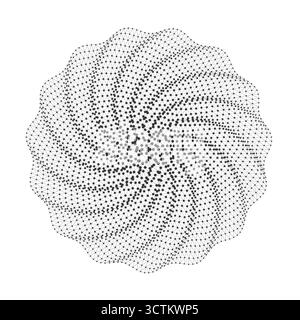 Modernes geometrisches Spiralnetzmuster bildet eine kreisförmige abstrakte Form, ideal für Technologiehintergründe, wissenschaftliche Visuals oder digitale Kunstprojekte, die auf weißem Hintergrund Vektorillustration isoliert sind Stock Vektor