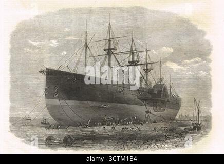 Die SS Great Eastern wurde 1867 an der Küste der Mersey in Cheshire repariert Stockfoto