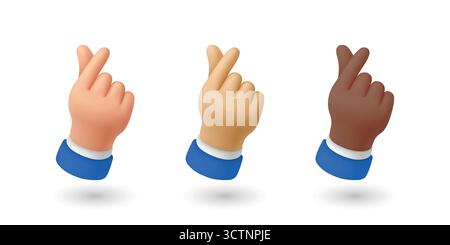 Vektor 3D Finger Herz Hand Geste Set. Koreanische Fingerherz-Illustration, die Liebe und Wertschätzung zeigt. Niedliche Handgesten für soziale Medien, K-Pop Stock Vektor