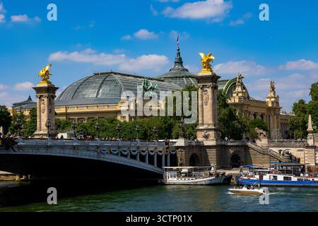 Brücke Pont Alexandre III über die seine und Grand Palais, Paris, Frankreich Stockfoto