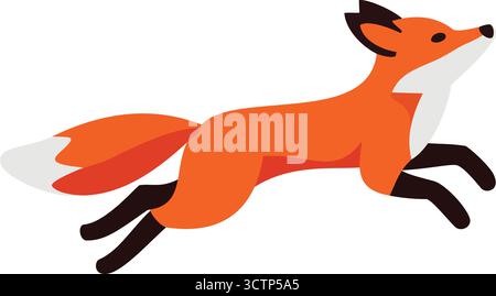 Ein Rotfuchs in der Mitte des Sprunges, der seine Agilität und seine lebendige Präsenz in der Natur demonstriert. Stock Vektor
