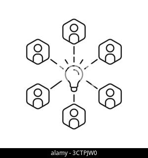 Dünne schwarze Lampe wie Brainstorming-Symbol Stock Vektor