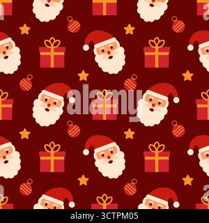 Frohe Weihnachten nahtlose Muster Illustration mit Feiertagsdekoration Elemente und festliche Ornamente Stock Vektor