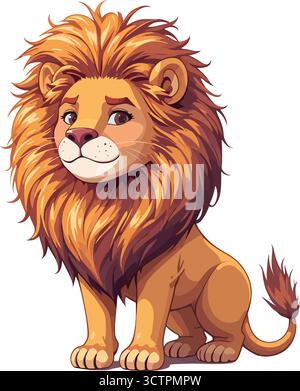 Niedliche Zeichentrickfigur Löwe Illustration - freundliche Tierfigur für Kinder und Projekte Stock Vektor