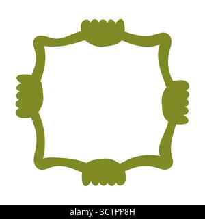 Handgezeichneter quadratischer Rahmen mit abgerundeten Wellenkanten Stock Vektor