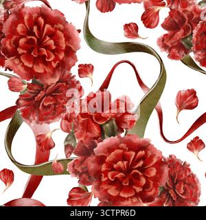 Portugiesische Revolution der Nelken Symbole rote Blume mit Bändern farbige Nationalflagge symbolisiert Freiheit, friedliche Veränderung im Leben der Nation und Stockfoto