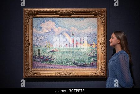 Christie's, London, Großbritannien. Oktober 2025. Der 20./21. Jahrhundert London Evening Sale findet am 15. Oktober statt. Zu den Höhepunkten zählen: Paul Signac (1863-1935), L'Arc-en-ciel (Venise), 1905, geschätzte £ 4.000.000 - 6.000.000. Quelle: Malcolm Park/Alamy Live News Stockfoto