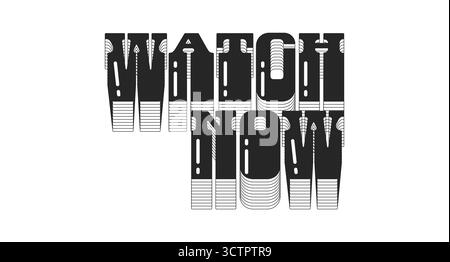 Sehen Sie sich jetzt die auffällige schwarze Typografie mit Internet-Buttons an Stock Vektor