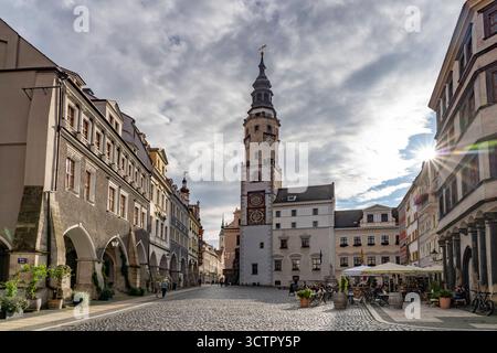 Altes Rathaus Görlitz das Alte Rathaus auf dem Untermarkt in Görlitz, Oberlausitz, Sachsen, Deutschland Altes Rathaus am Unteren Marktplatz, Görl Stockfoto