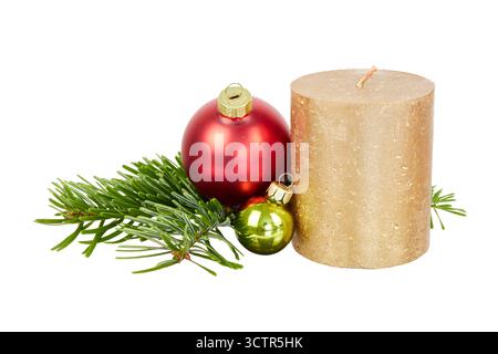 Große weihnachtskerzendekoration isoliert auf weiß Stockfoto