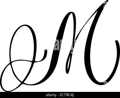 Großbuchstabe m in eleganter Schriftart. Monogramm-Element im Typografie-Design mit schwarzem Alphabet für Branding Stock Vektor