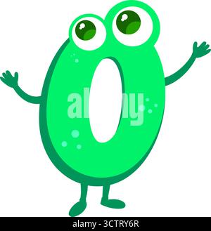 Niedliche Zeichentrick-Null-Zahl-Zeichen-Illustration Stock Vektor