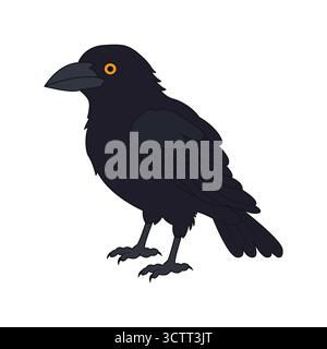 Schlichter schwarzer Krähenvogel im flachen Stil. Stock Vektor