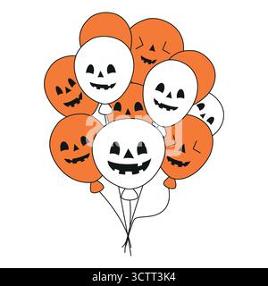 Ein Haufen orangener und weißer halloween-Ballons. Stock Vektor