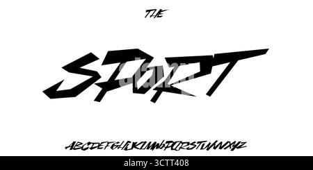 Zappelige Jumpy Sport Schriftart. Fröhlich grooviger Schriftsatz. Verrücktes, unbändiges Alphabet, ruheloser Typ. Tanzende Briefe für Street Urban Art, Festival und Stock Vektor