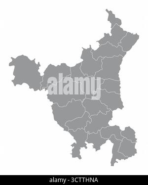 Haryana, Indien. Administrative Karte auf weißem Hintergrund isoliert. Stock Vektor