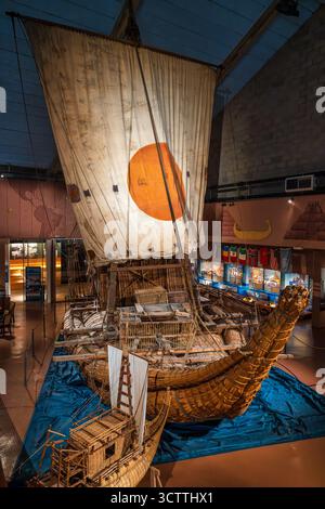 Thor Heyerdahls Papyrus-Schilfboot Ra II im Kon-Tiki-Museum auf der Halbinsel Bygdøy im Inneren Oslofjord in Oslo, Norwegen, Nordeuropa Stockfoto