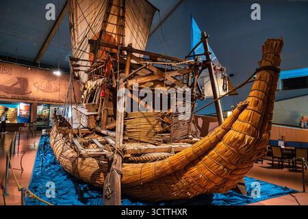Thor Heyerdahls Papyrus-Schilfboot Ra II im Kon-Tiki-Museum auf der Halbinsel Bygdøy im Inneren Oslofjord in Oslo, Norwegen, Nordeuropa Stockfoto
