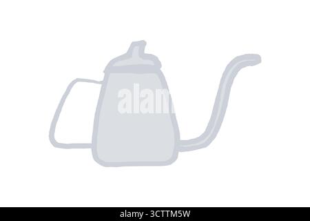 Wasserkocher für die Kaffeezubereitung – Kaffeekanne. Handgezeichnetes Objekt im Doodle-Stil. Einfaches isoliertes Objekt. Stock Vektor
