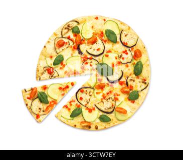 Vegetarische Pizza mit Auberginen und Zucchini Stockfoto