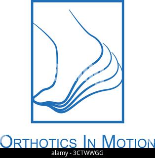 Foot in Motion Logo für orthopädische Versorgung, Mobilität und Gesundheit. Stock Vektor