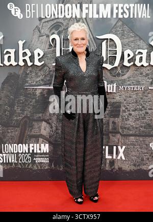 London, Großbritannien. Oktober 2025. Die US-amerikanische Schauspielerin Glenn Close nimmt am Mittwoch, den 8. Oktober 2025, an der Eröffnungsnacht des 69. BFI London Film Festivals in London Teil. Foto: Rune Hellestad/UPI Credit: UPI/Alamy Live News Stockfoto