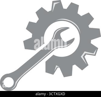 Vektorabbildung Schraubenschlüssel und Zahnrad in Installationseinstellung Konfigurationskonzept Symbol Stock Vektor