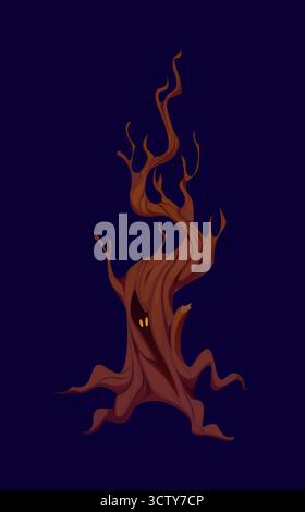 Cartoon Halloween-Baum-Figur mit gelben Augen Stock Vektor