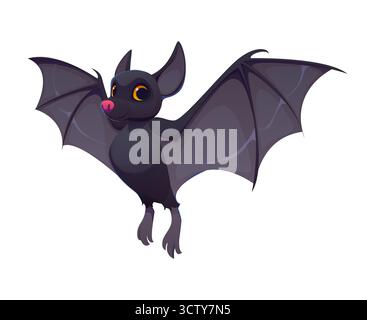 Niedliche Cartoon Halloween Fledermaus Figur mit großen Augen Stock Vektor