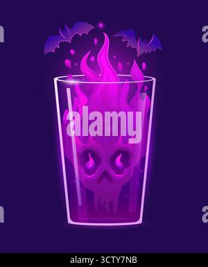 Halloween gruseliger Cocktail, mysteriöses lila Getränk Stock Vektor