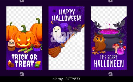 Halloween-Poster und Vorlagen für soziale Medien Stock Vektor