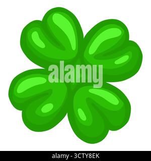 Vektor-Illustration eines vierblättrigen grünen Glücksklevers, zum St. Patrick's Day Stock Vektor