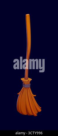 Cartoon Halloween Hexenbesen mit Holzschaft Stock Vektor