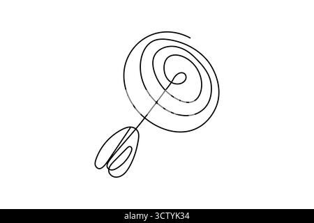 Ziel mit Pfeilsymbol durchgehende einzeilige Zeichnung minimalistischer Konturvektorillustration Stock Vektor