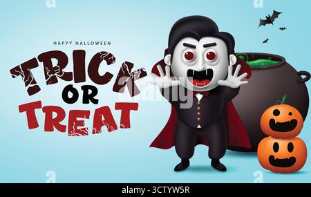 Happy Halloween Vampire Design – Trick or Treat Greeting Vector Art Stock Vektor